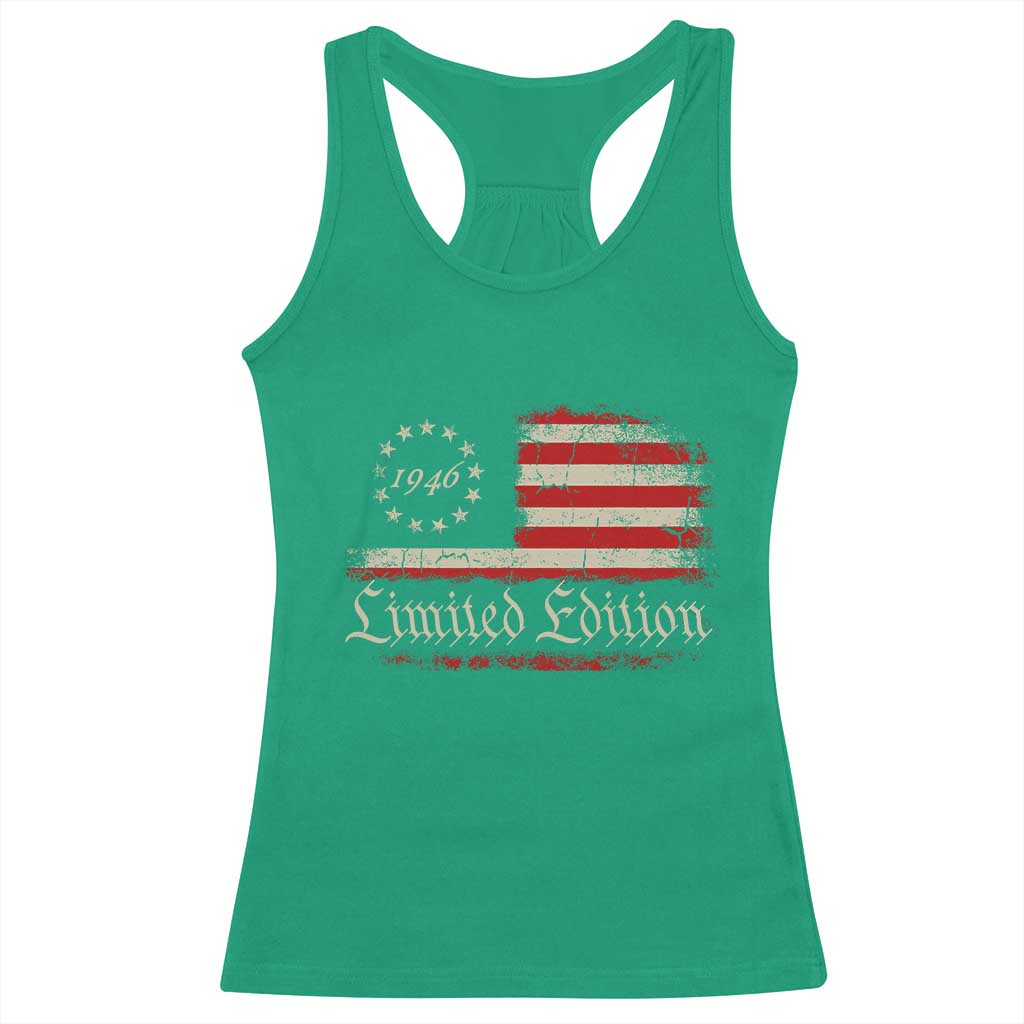 80th Birthday 1946 Limited Edition Racerback Tank Top Gifts for 80 Years Old Vintage American Flag
