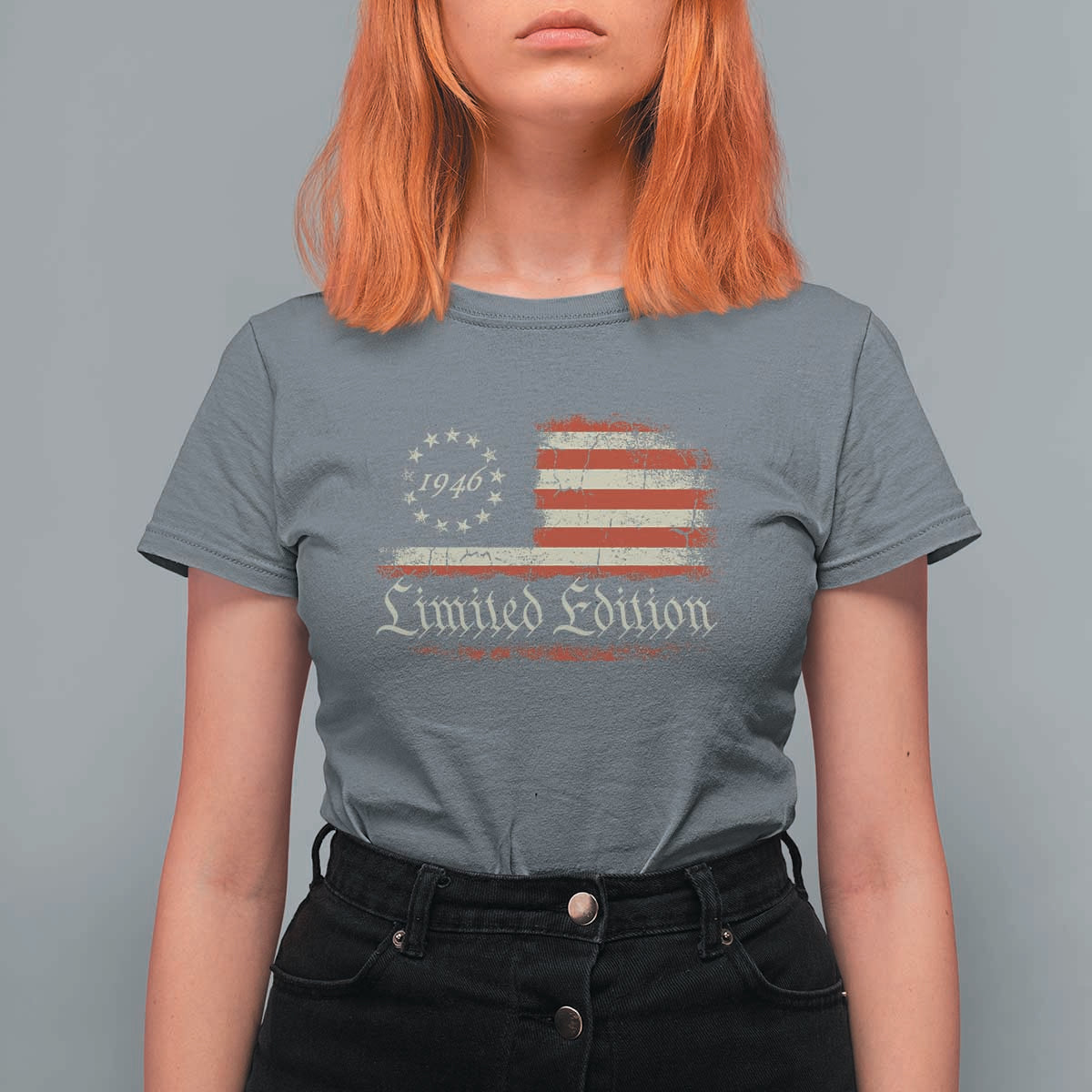 80th Birthday 1946 Limited Edition T Shirt For Women Gifts for 80 Years Old Vintage American Flag