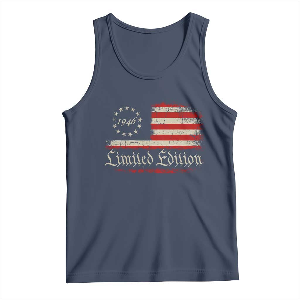 80th Birthday 1946 Limited Edition Tank Top Gifts for 80 Years Old Vintage American Flag
