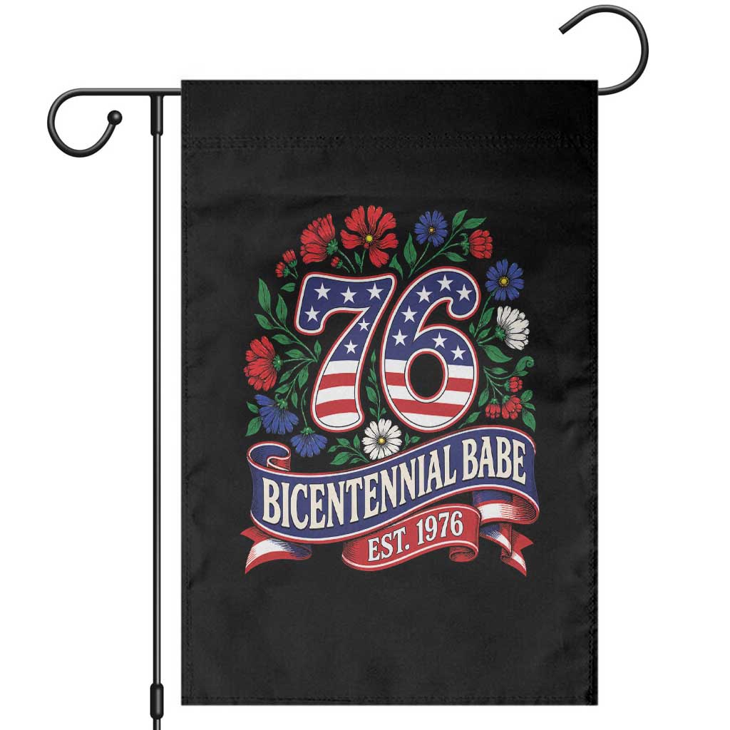 Bicentennial Babe 50th Birthday Garden Flag Vintage 1976 Retro USA Floral
