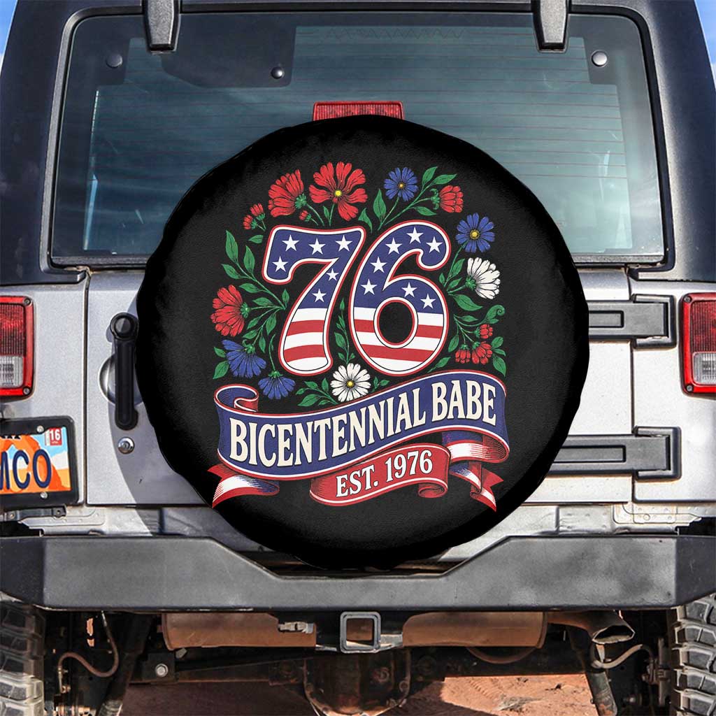 Bicentennial Babe 50th Birthday Spare Tire Cover Vintage 1976 Retro USA Floral