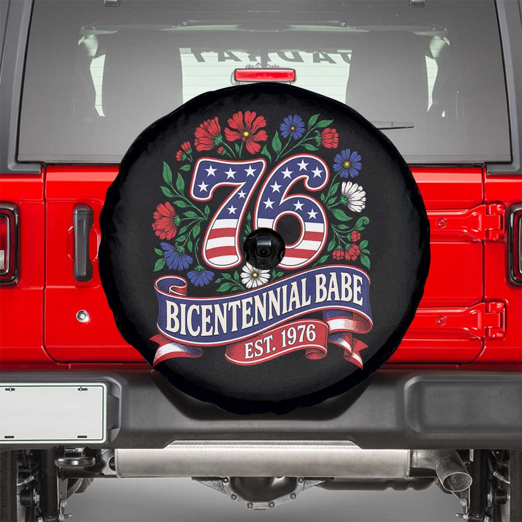 Bicentennial Babe 50th Birthday Spare Tire Cover Vintage 1976 Retro USA Floral