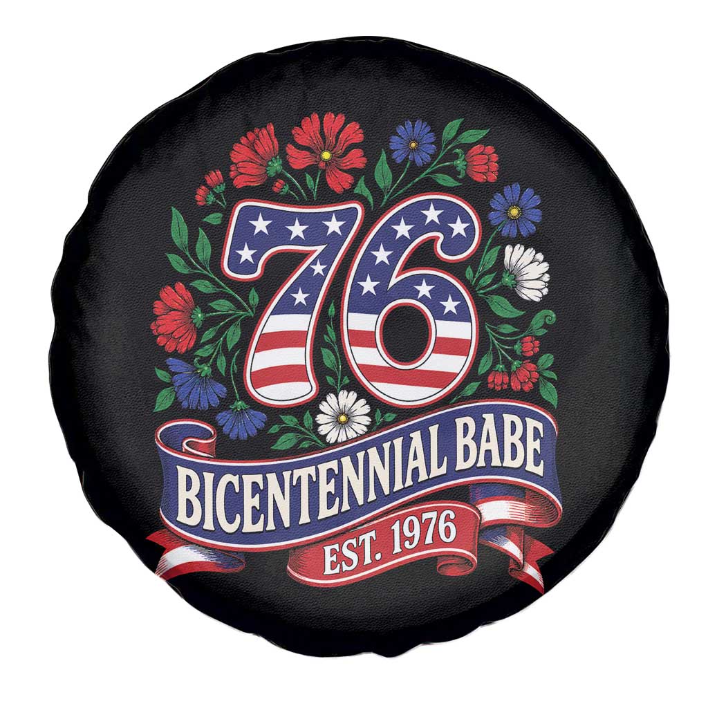 Bicentennial Babe 50th Birthday Spare Tire Cover Vintage 1976 Retro USA Floral
