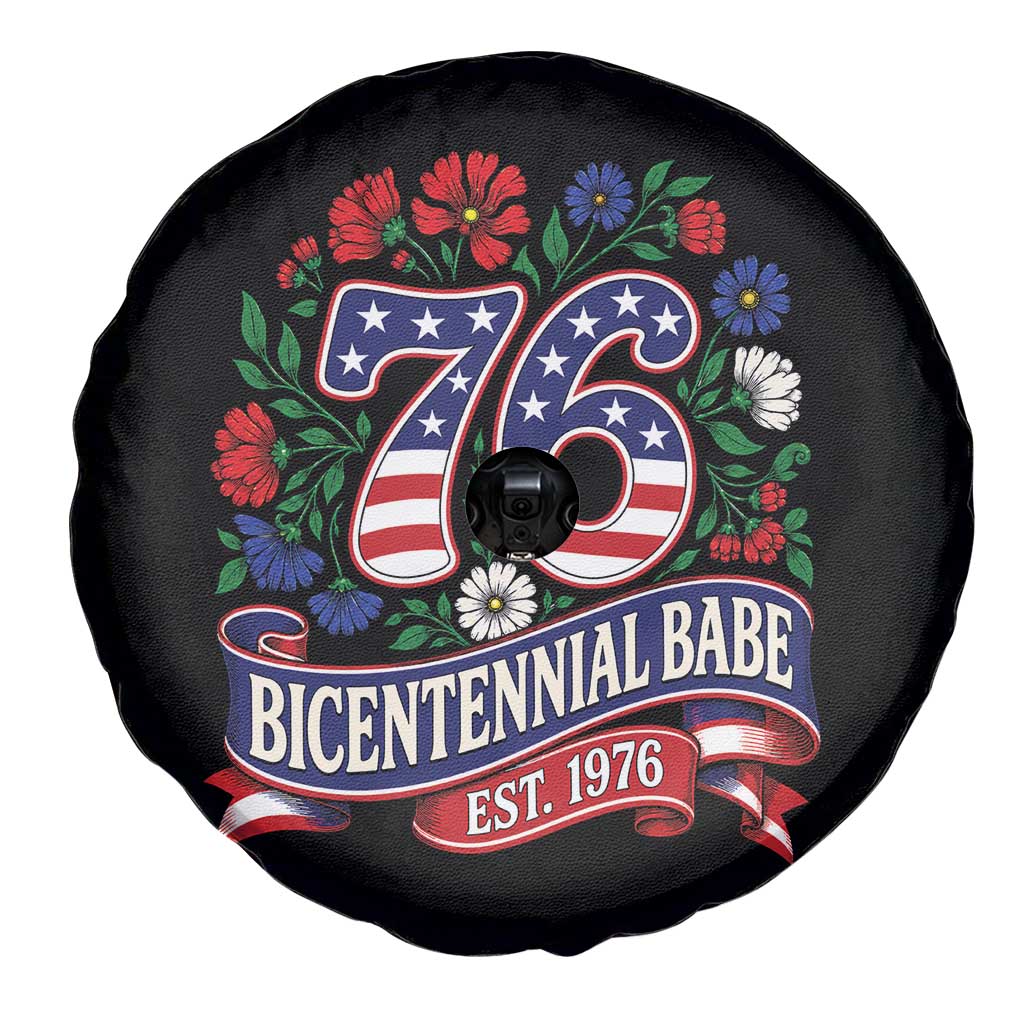 Bicentennial Babe 50th Birthday Spare Tire Cover Vintage 1976 Retro USA Floral