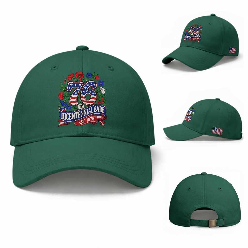 Bicentennial Babe 50th Birthday Baseball Cap Vintage 1976 Retro USA Floral