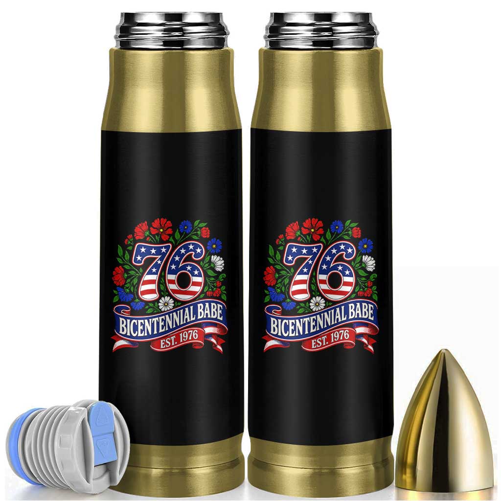 Bicentennial Babe 50th Birthday Bullet Tumbler Vintage 1976 Retro USA Floral