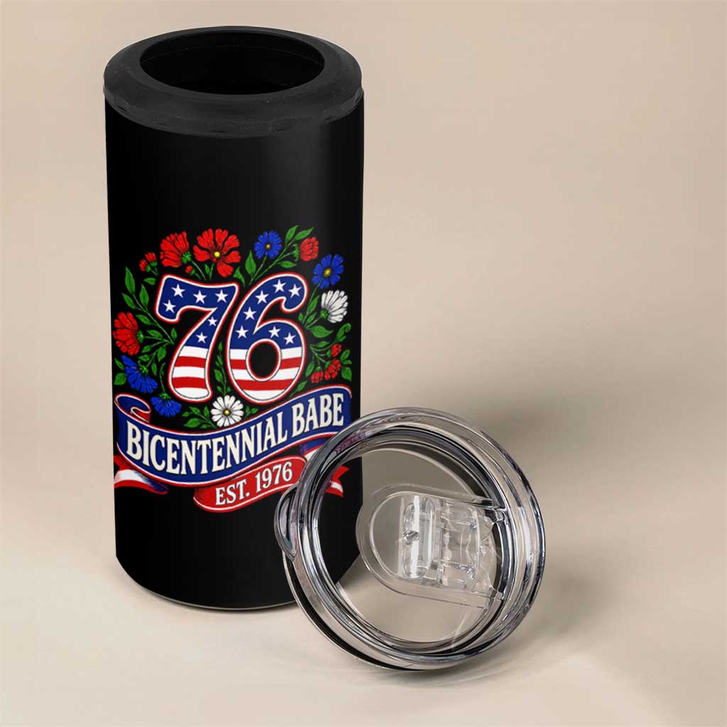 Bicentennial Babe 50th Birthday 4 in 1 Can Cooler Tumbler Vintage 1976 Retro USA Floral