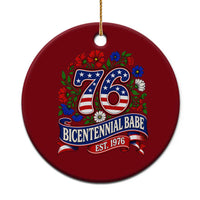 Bicentennial Babe 50th Birthday Ceramic Ornament Vintage 1976 Retro USA Floral