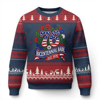 Bicentennial Babe 50th Birthday Ugly Christmas Sweater Vintage 1976 Retro USA Floral