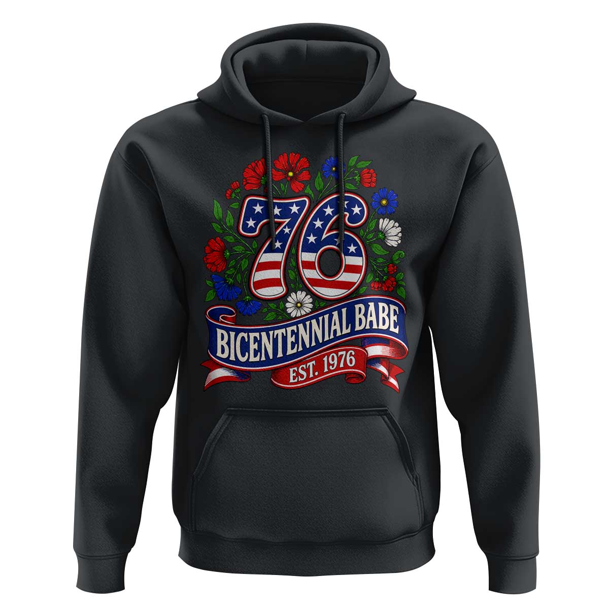 Bicentennial Babe 50th Birthday Hoodie Vintage 1976 Retro USA Floral