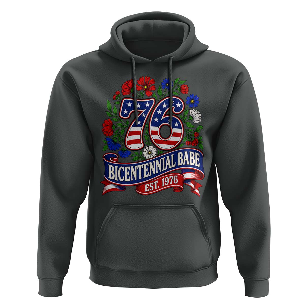 Bicentennial Babe 50th Birthday Hoodie Vintage 1976 Retro USA Floral