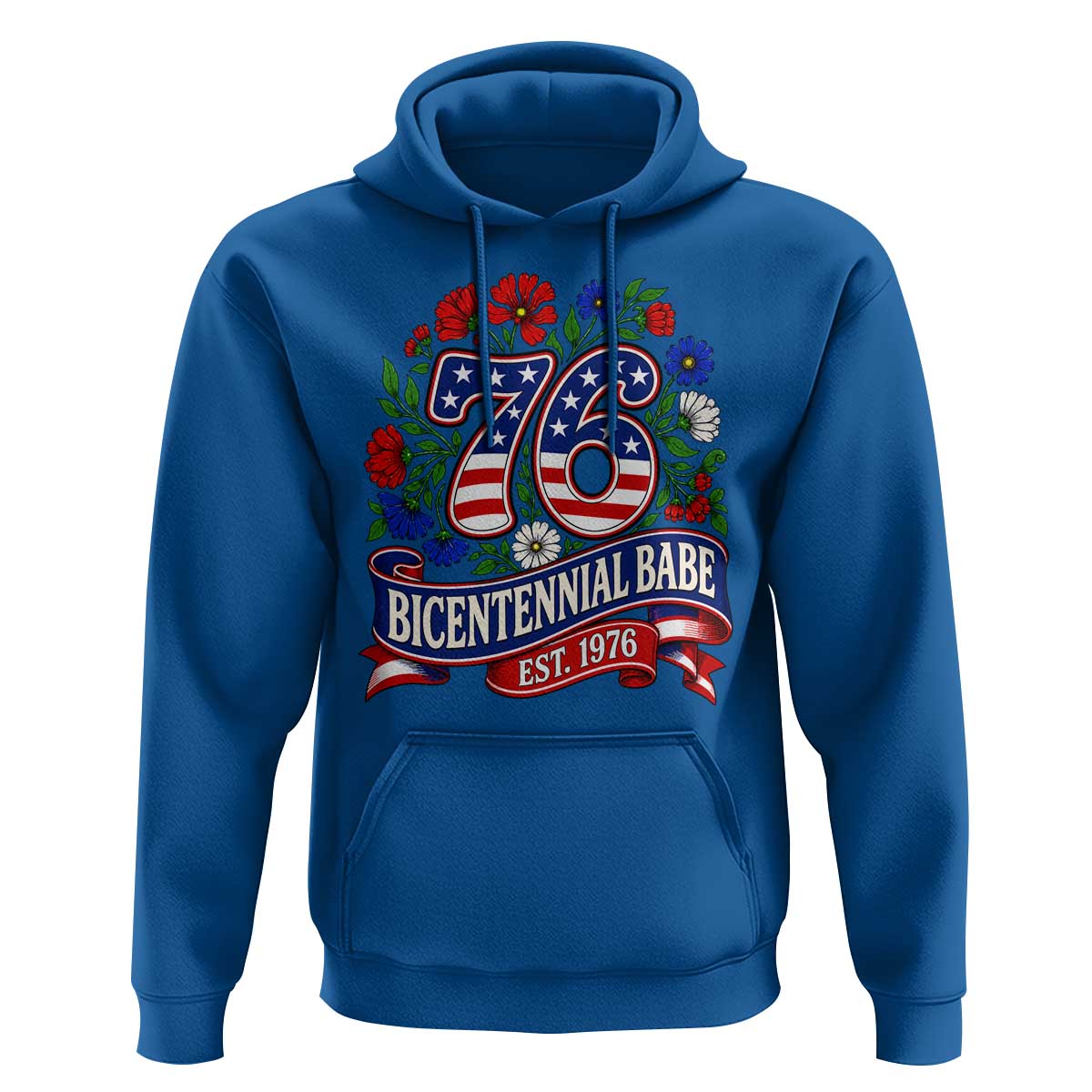 Bicentennial Babe 50th Birthday Hoodie Vintage 1976 Retro USA Floral
