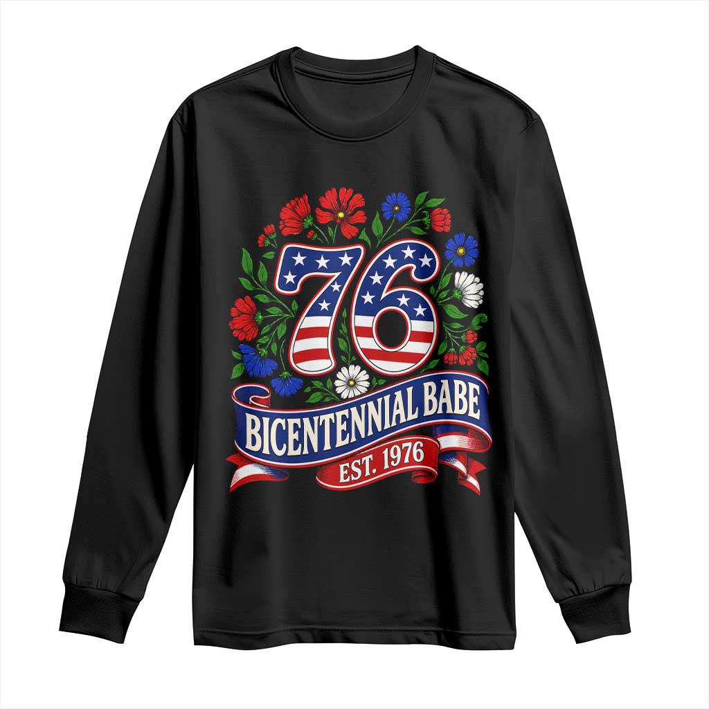 Bicentennial Babe 50th Birthday Long Sleeve Shirt Vintage 1976 Retro USA Floral