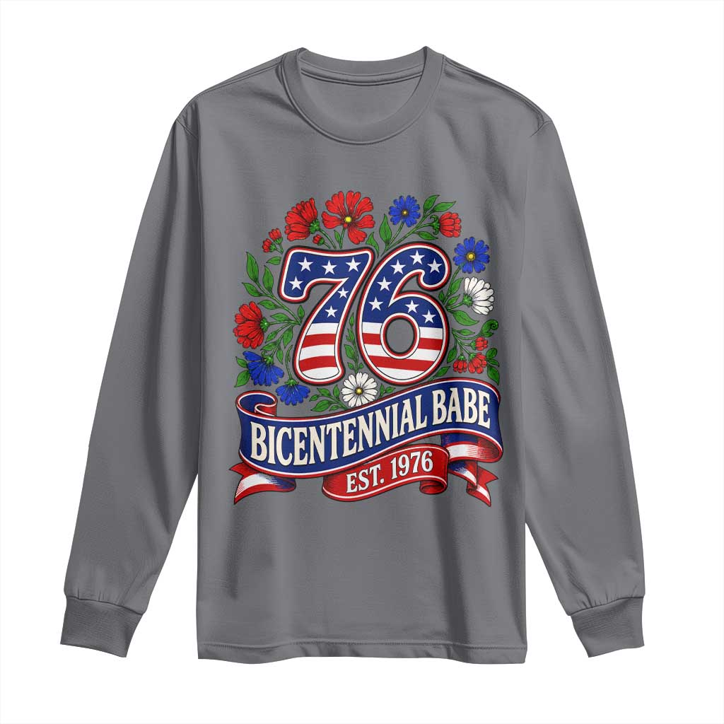 Bicentennial Babe 50th Birthday Long Sleeve Shirt Vintage 1976 Retro USA Floral