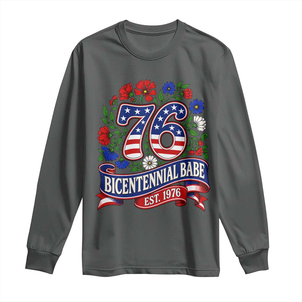 Bicentennial Babe 50th Birthday Long Sleeve Shirt Vintage 1976 Retro USA Floral