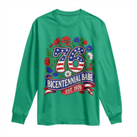 Bicentennial Babe 50th Birthday Long Sleeve Shirt Vintage 1976 Retro USA Floral
