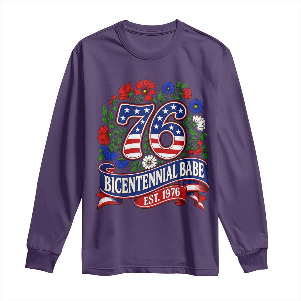 Bicentennial Babe 50th Birthday Long Sleeve Shirt Vintage 1976 Retro USA Floral
