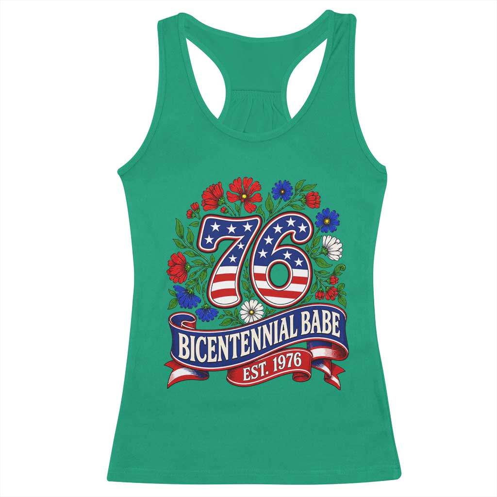 Bicentennial Babe 50th Birthday Racerback Tank Top Vintage 1976 Retro USA Floral