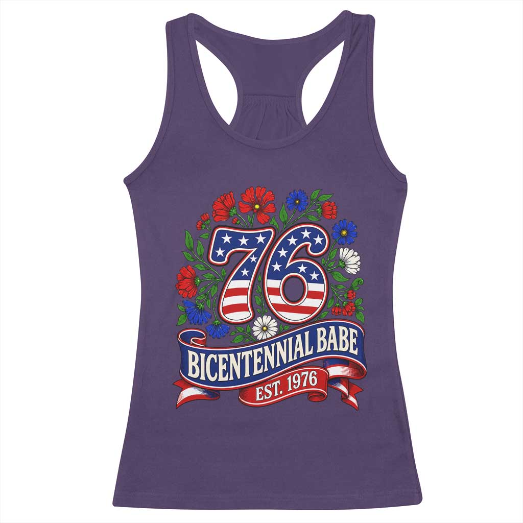 Bicentennial Babe 50th Birthday Racerback Tank Top Vintage 1976 Retro USA Floral