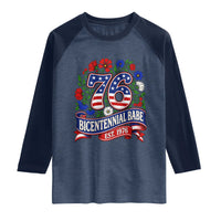 Bicentennial Babe 50th Birthday Raglan Shirt Vintage 1976 Retro USA Floral
