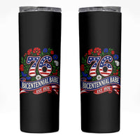 Bicentennial Babe 50th Birthday Skinny Tumbler Vintage 1976 Retro USA Floral