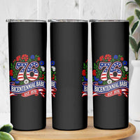 Bicentennial Babe 50th Birthday Skinny Tumbler Vintage 1976 Retro USA Floral