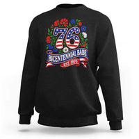Bicentennial Babe 50th Birthday Sweatshirt Vintage 1976 Retro USA Floral