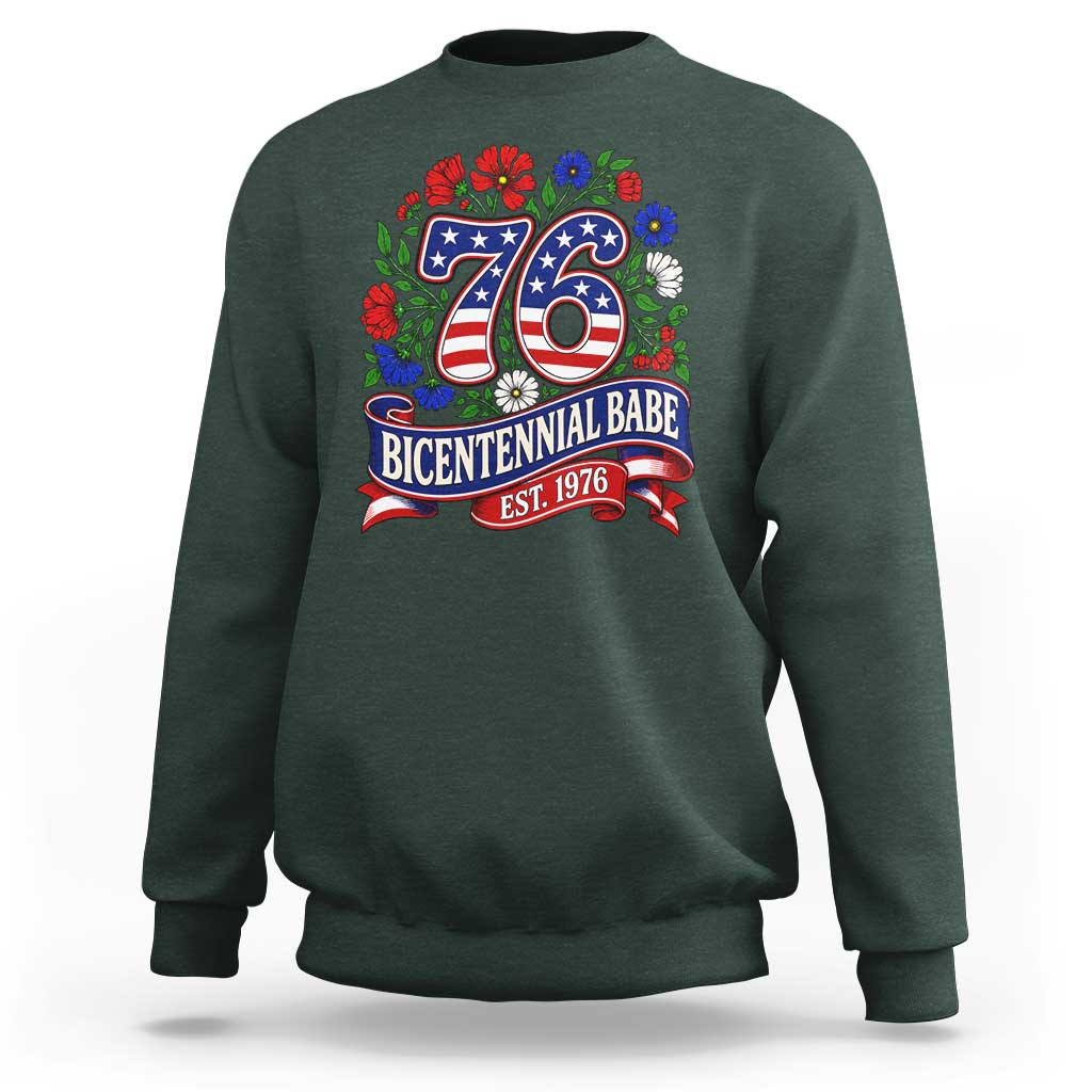 Bicentennial Babe 50th Birthday Sweatshirt Vintage 1976 Retro USA Floral