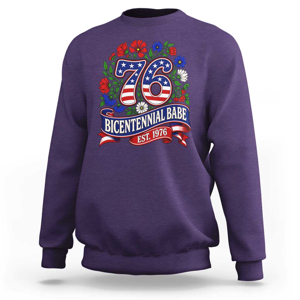 Bicentennial Babe 50th Birthday Sweatshirt Vintage 1976 Retro USA Floral