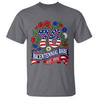 Bicentennial Babe 50th Birthday T Shirt Vintage 1976 Retro USA Floral