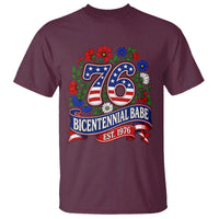 Bicentennial Babe 50th Birthday T Shirt Vintage 1976 Retro USA Floral