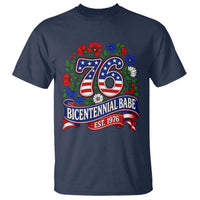 Bicentennial Babe 50th Birthday T Shirt Vintage 1976 Retro USA Floral
