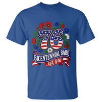 Bicentennial Babe 50th Birthday T Shirt Vintage 1976 Retro USA Floral