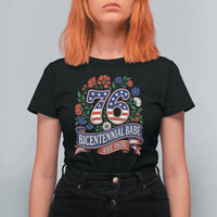 Bicentennial Babe 50th Birthday T Shirt For Women Vintage 1976 Retro USA Floral