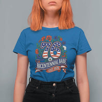 Bicentennial Babe 50th Birthday T Shirt For Women Vintage 1976 Retro USA Floral