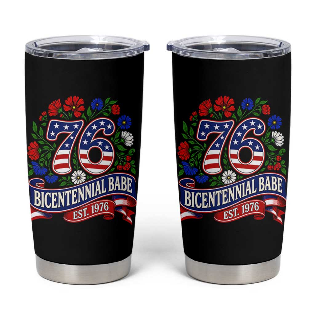 Bicentennial Babe 50th Birthday Tumbler Cup Vintage 1976 Retro USA Floral