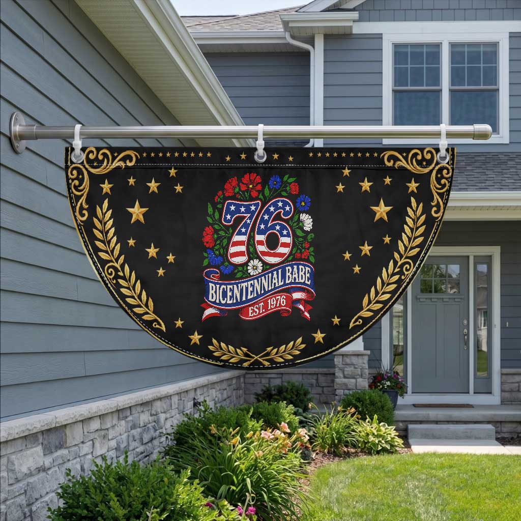 Bicentennial Babe 50th Birthday Patriotic Fan Flag Vintage 1976 Retro USA Floral