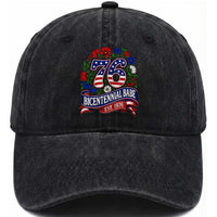 Bicentennial Babe 50th Birthday Washed Cotton Baseball Cap Vintage 1976 Retro USA Floral