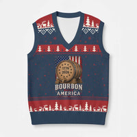 Bourbon Built America 250 Years V-Neck Knit Sweater Vest Patriotic Whiskey 250th Anniversary USA
