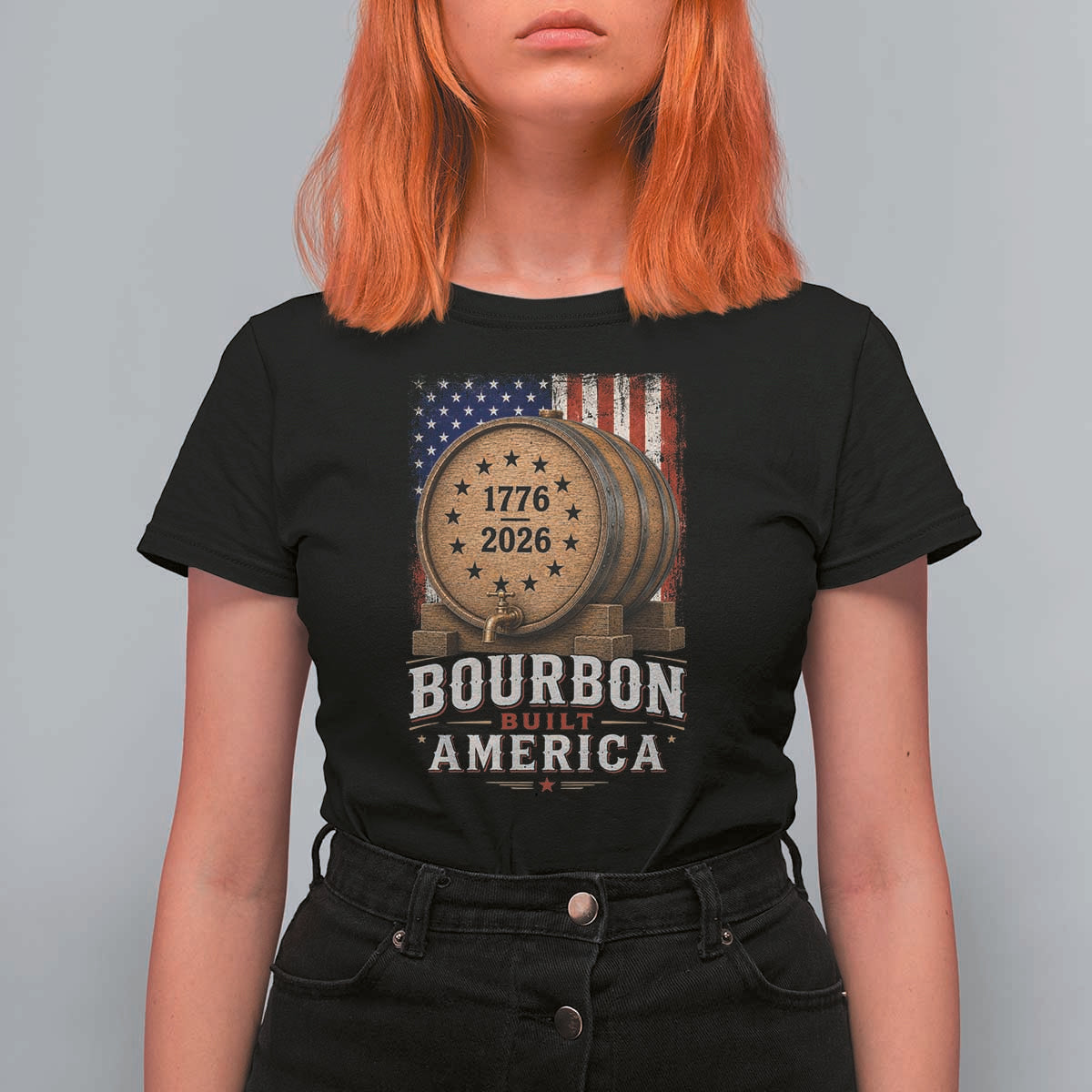 Bourbon Built America 250 Years T Shirt For Women Patriotic Whiskey 250th Anniversary USA