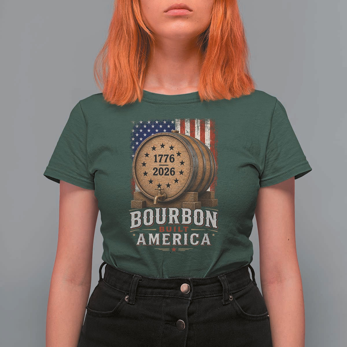Bourbon Built America 250 Years T Shirt For Women Patriotic Whiskey 250th Anniversary USA