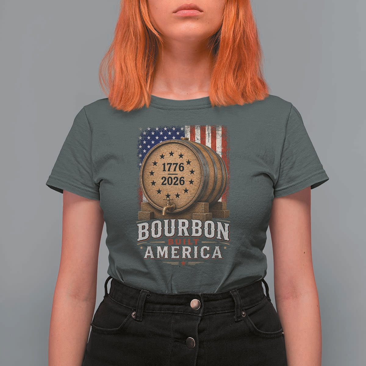 Bourbon Built America 250 Years T Shirt For Women Patriotic Whiskey 250th Anniversary USA