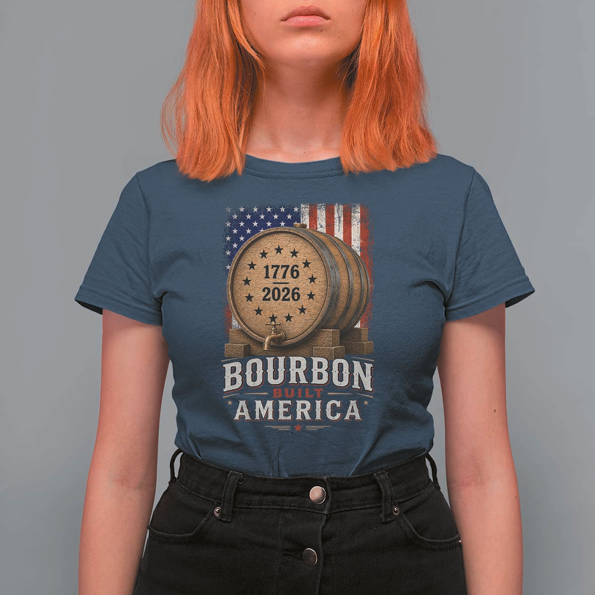 Bourbon Built America 250 Years T Shirt For Women Patriotic Whiskey 250th Anniversary USA