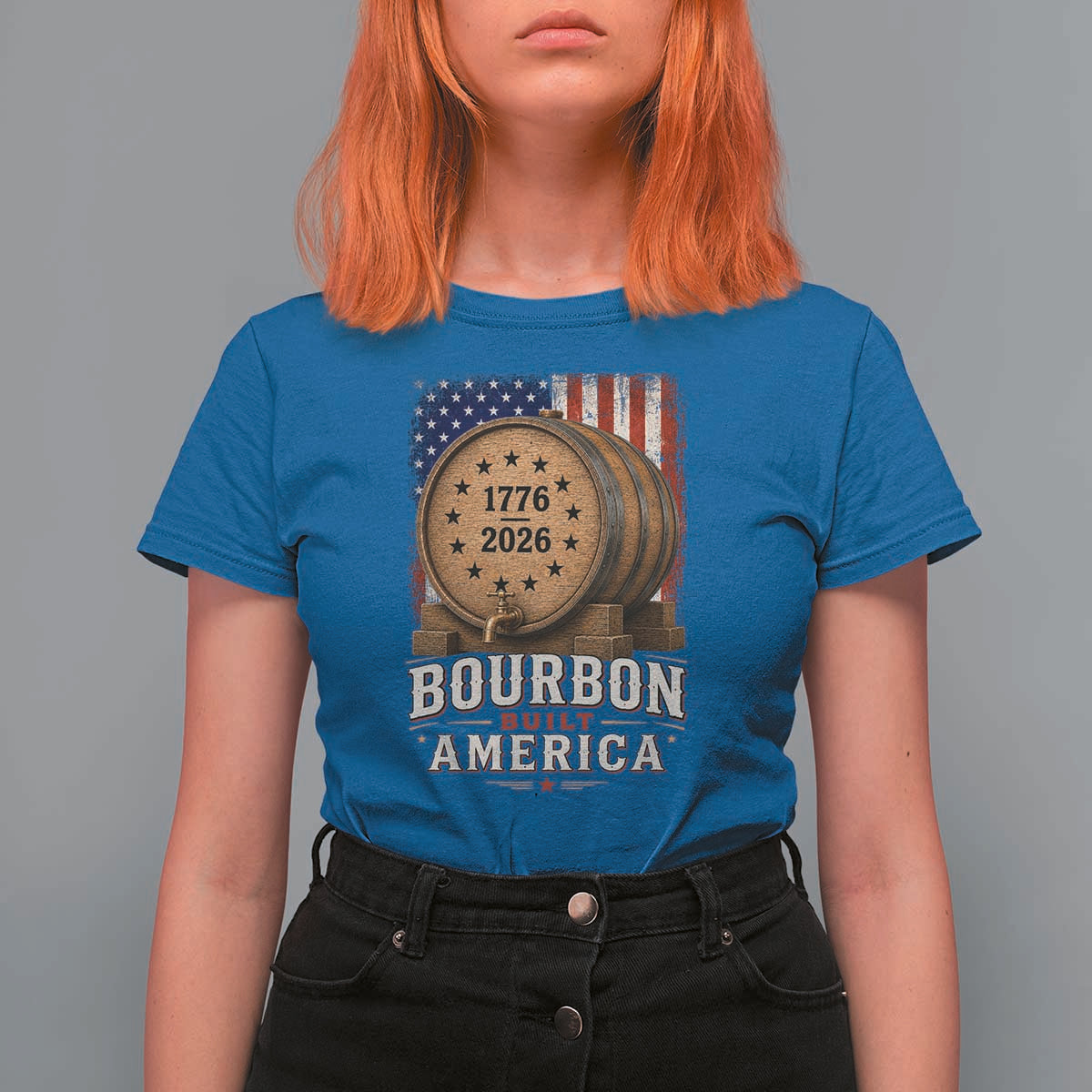 Bourbon Built America 250 Years T Shirt For Women Patriotic Whiskey 250th Anniversary USA
