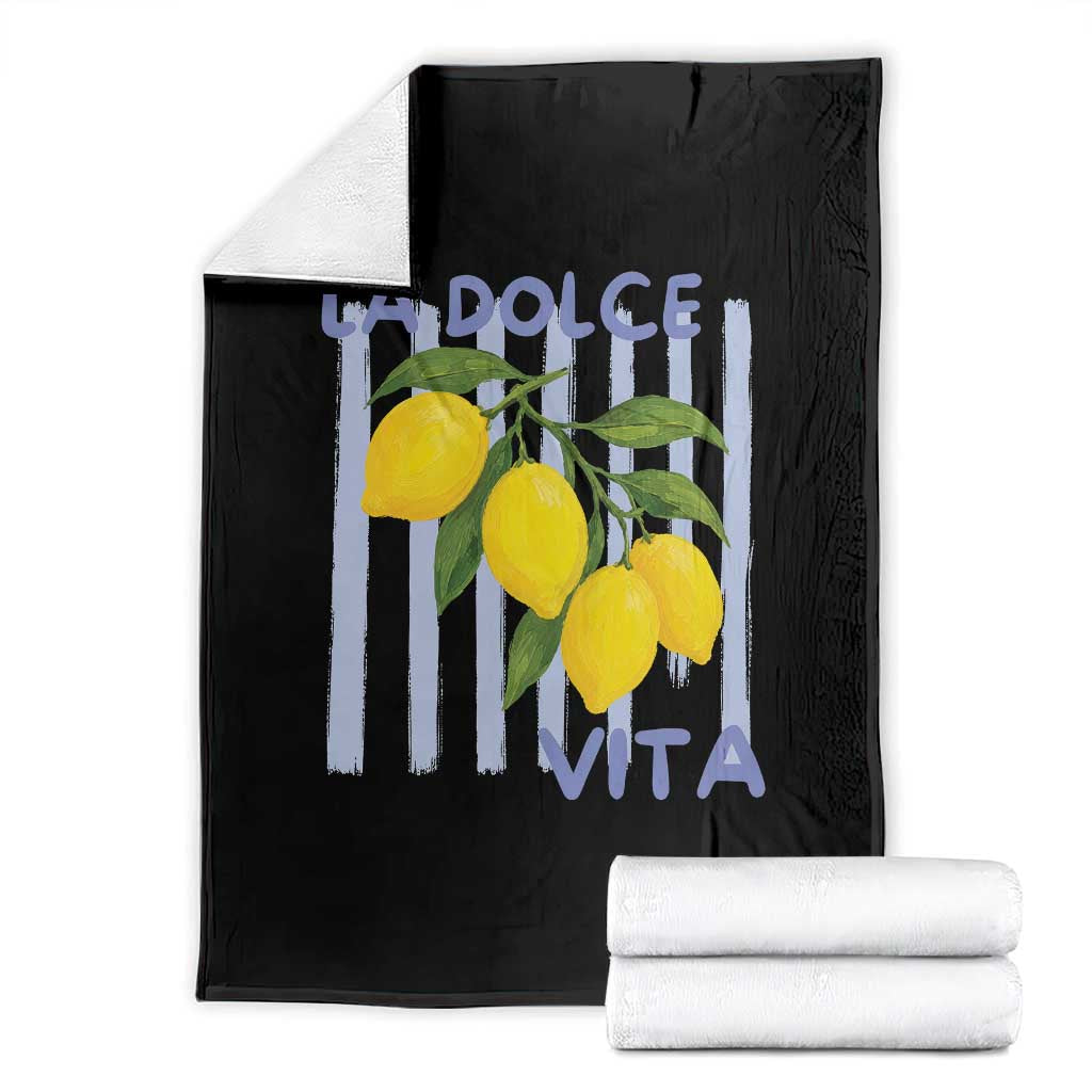La Dolce Vita Lemon Italian Summer Throw Blanket Blue Striped