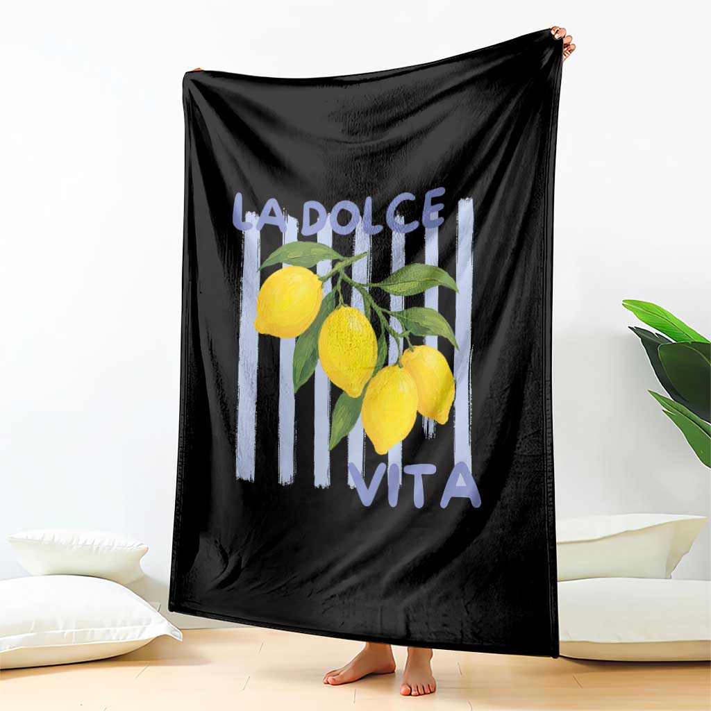 La Dolce Vita Lemon Italian Summer Throw Blanket Blue Striped