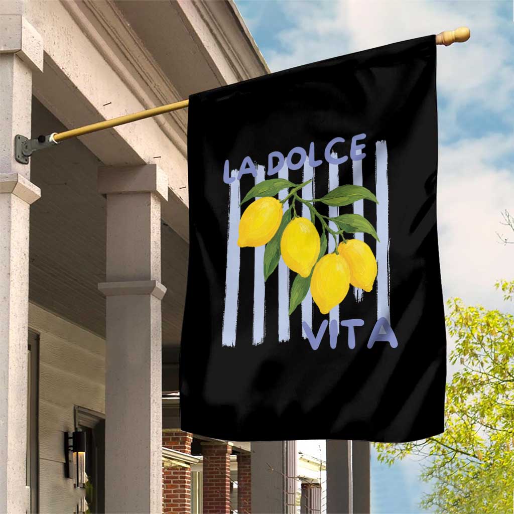 La Dolce Vita Lemon Italian Summer Garden Flag Blue Striped