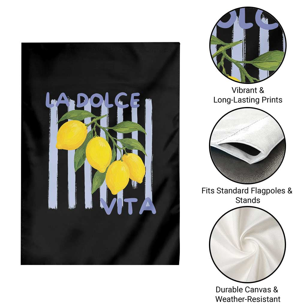 La Dolce Vita Lemon Italian Summer Garden Flag Blue Striped