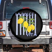 La Dolce Vita Lemon Italian Summer Spare Tire Cover Blue Striped