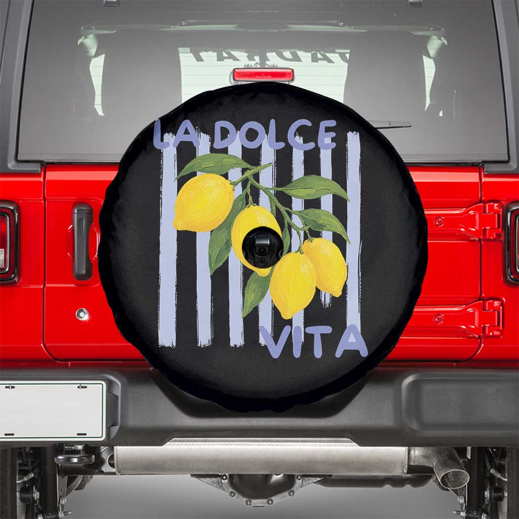 La Dolce Vita Lemon Italian Summer Spare Tire Cover Blue Striped